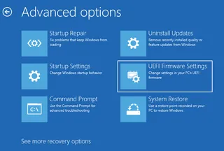 screenshot: in Windows Advanced Options Menu
