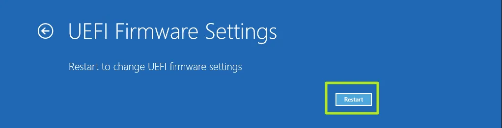 screenshot: in Windows UEFI Firmware